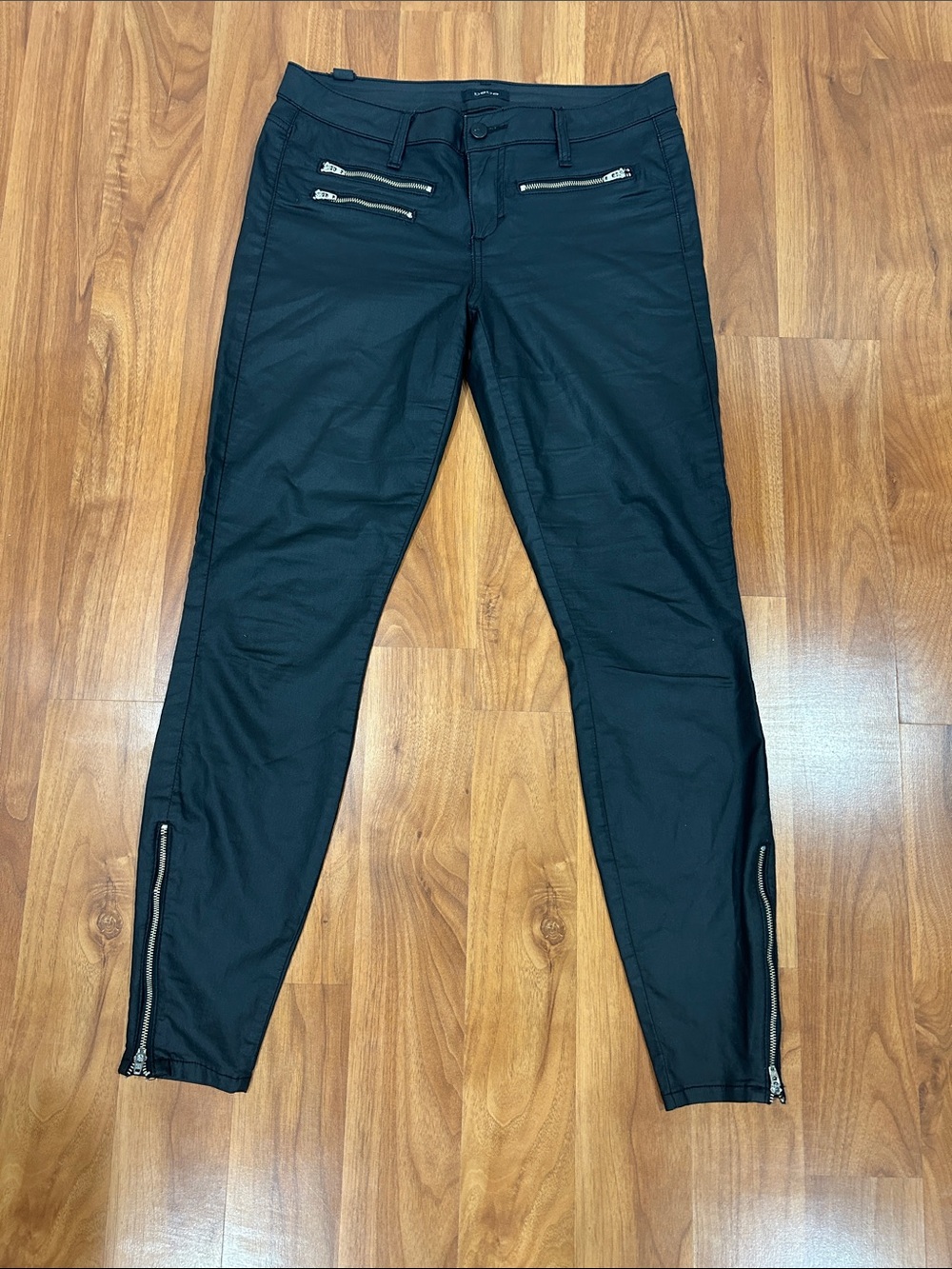 bebe Black Skinny Pants with Zip Details